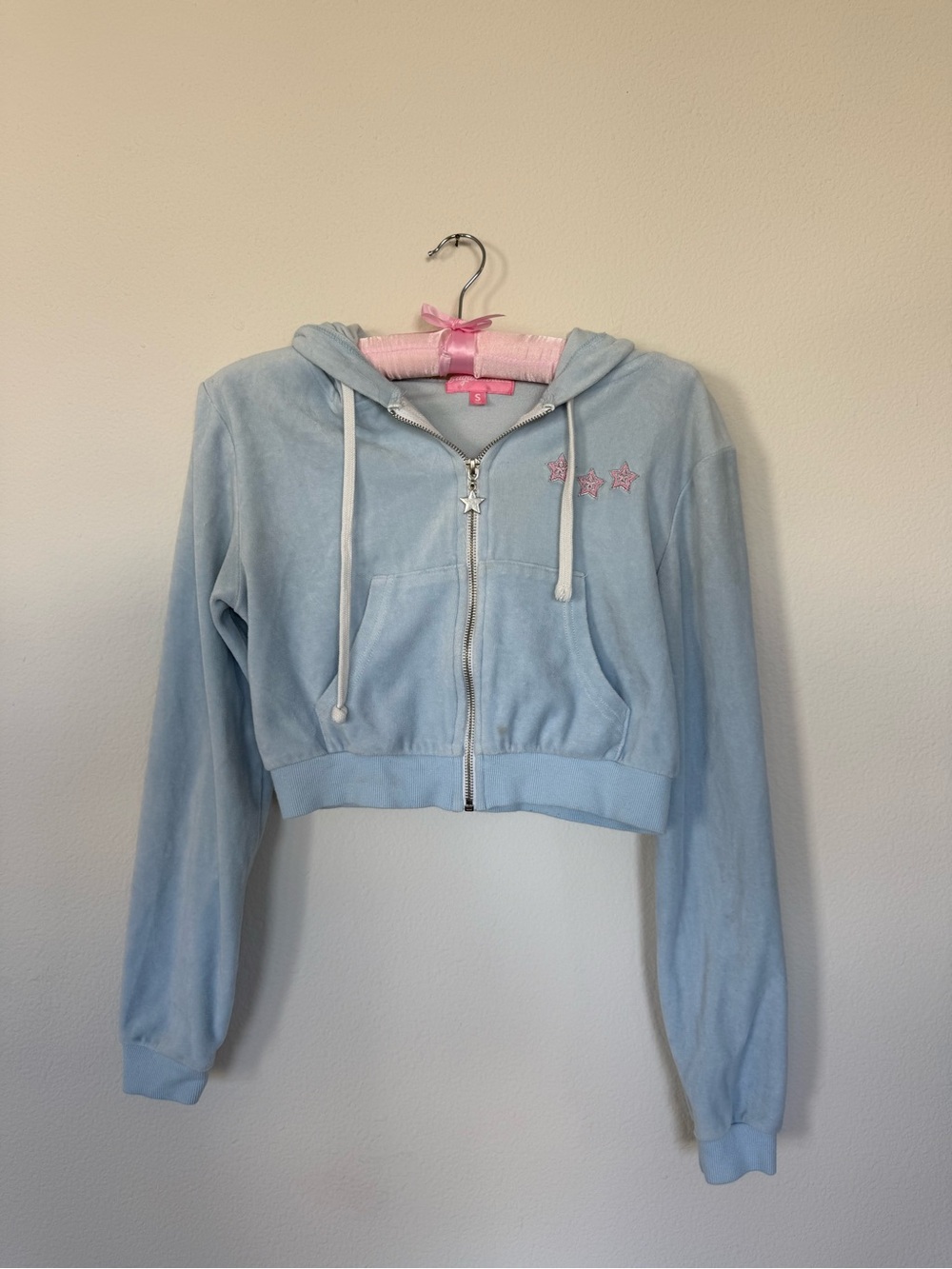 Sugar Thrillz Dolls Kill Baby Blue Velour Star Hoodie S